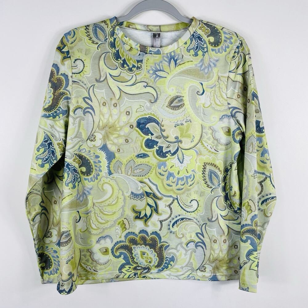 Noracora Top Small Green Paisley Long Sleeve